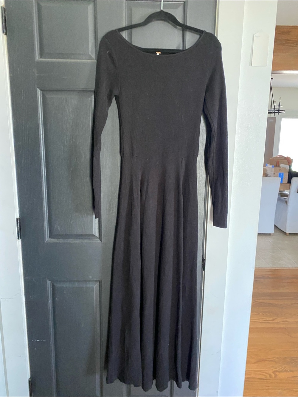 Free People Black Long Sleeve Maxi Dress